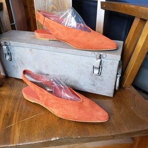 Everlane The V Coral Pink Slingback Suede Flats Size 9.5